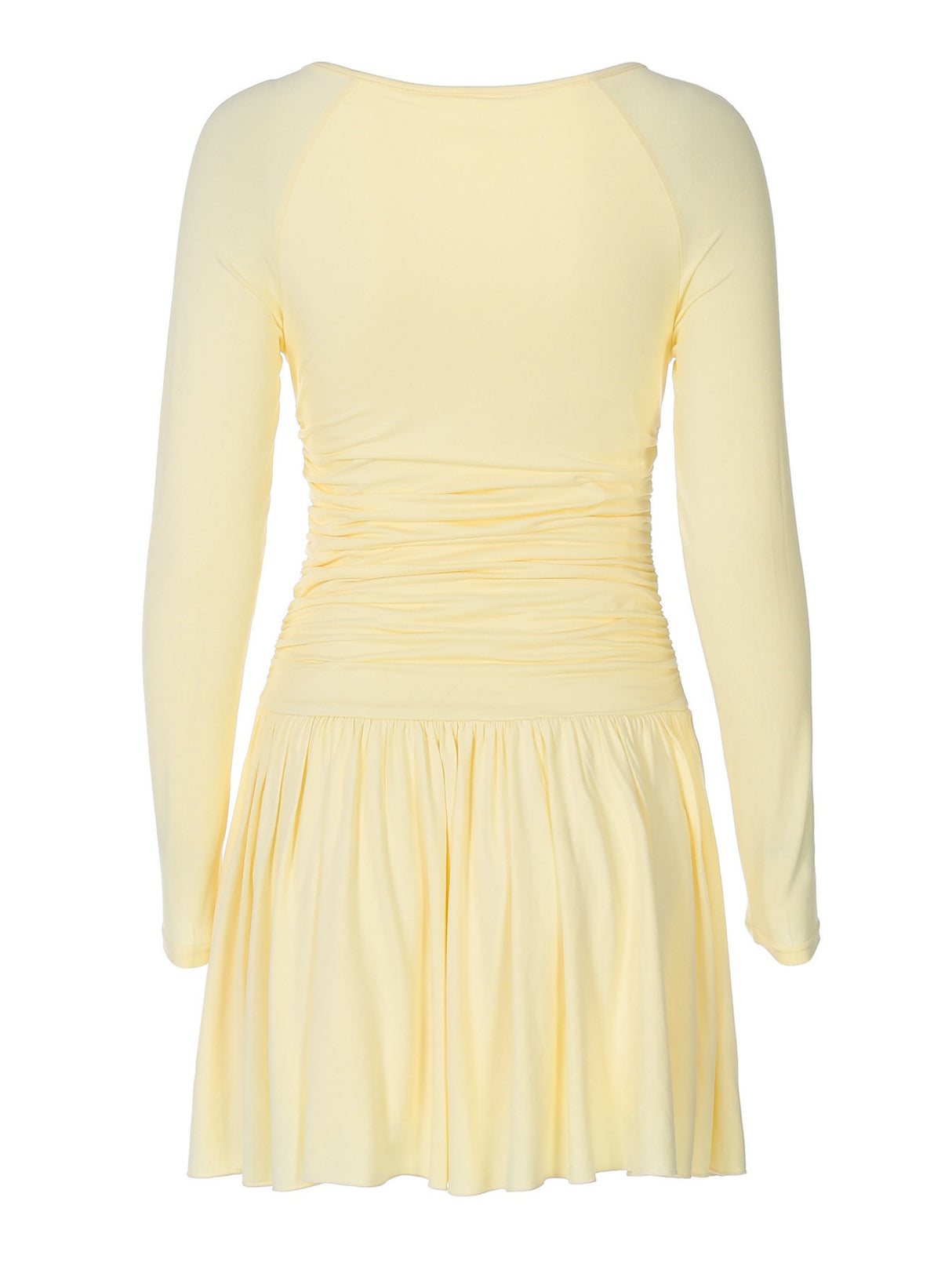 Pleated V-neck Long Sleeve Mini&Short Dresses