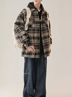 Plaid Loose-fit Shirts