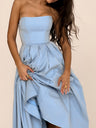 Fish Bones Ribu Strapless Backless Sweet Maxi Dresses