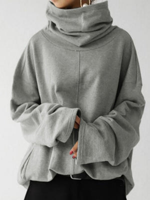 Hood Turtleneck Batwing Sleeves Loose Sweatshirts
