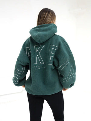 Fleece Letter Embroidery Thick Hooded Sweatshirt
