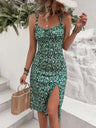 Floral Camisoles Bandage Temperament Slit Sexy Vacation And Leisure Maxi Dresses