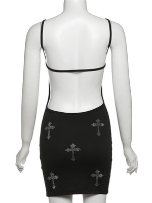 Cross Backless Camisoles Mini&Short Dresses