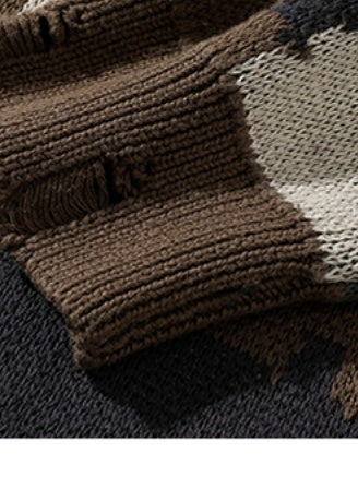 Retro Camouflage Crew Neck Sweaters