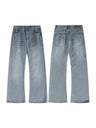 Retro Washing Cat Whisker Pattern Loose Slightly Flared Jeans