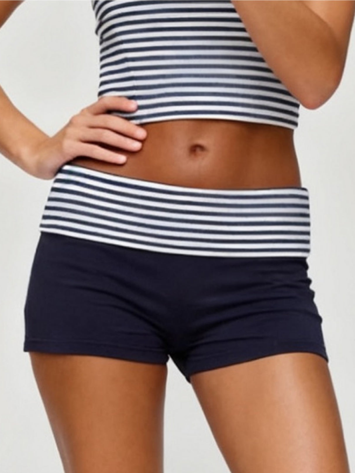 Polka Dots Turn Over Color-blocked Shorts