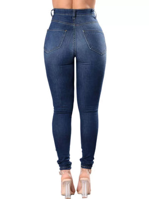 Hole Stretch Slimming Pencil Pants Jeans