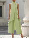 Commuting Temperament Sleeveless Top With Irregular Hem Straight-leg Trousers Set 2-piece Sets