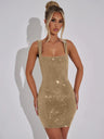 Strapless Style With Hot-fix Rhinestones Sexy Backless Sleeveless Waist Short Dress For Cocktail Party