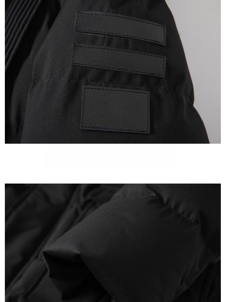 Mid-length Removable Hooded Cotton Clothes Thickening Large Fur Collar Coat