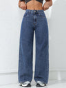 High Waist Wash Water Straight Jeans
