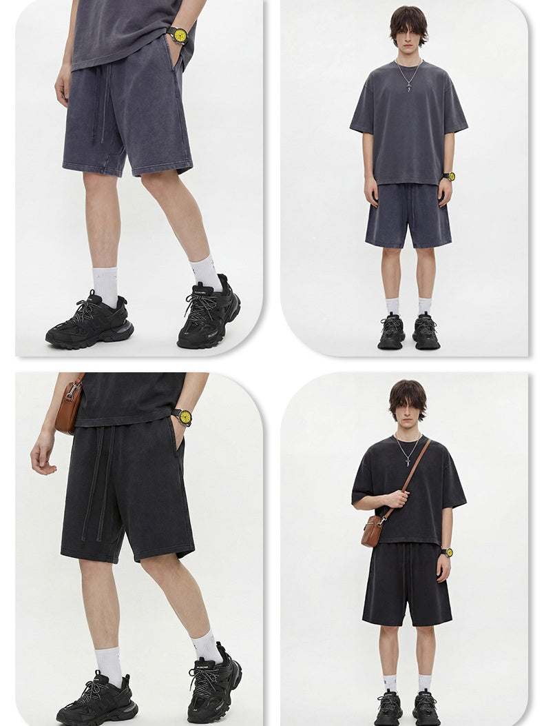 Leisure Washing Water Fade Loose-fit Five Points Shorts