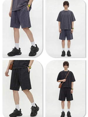 Leisure Washing Water Fade Loose-fit Five Points Shorts