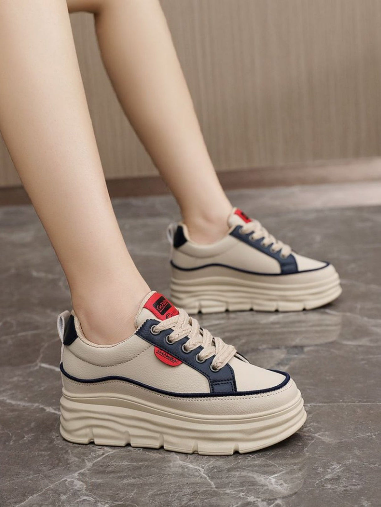 Colorblock Thick-Sole Women's Casual Sneakers