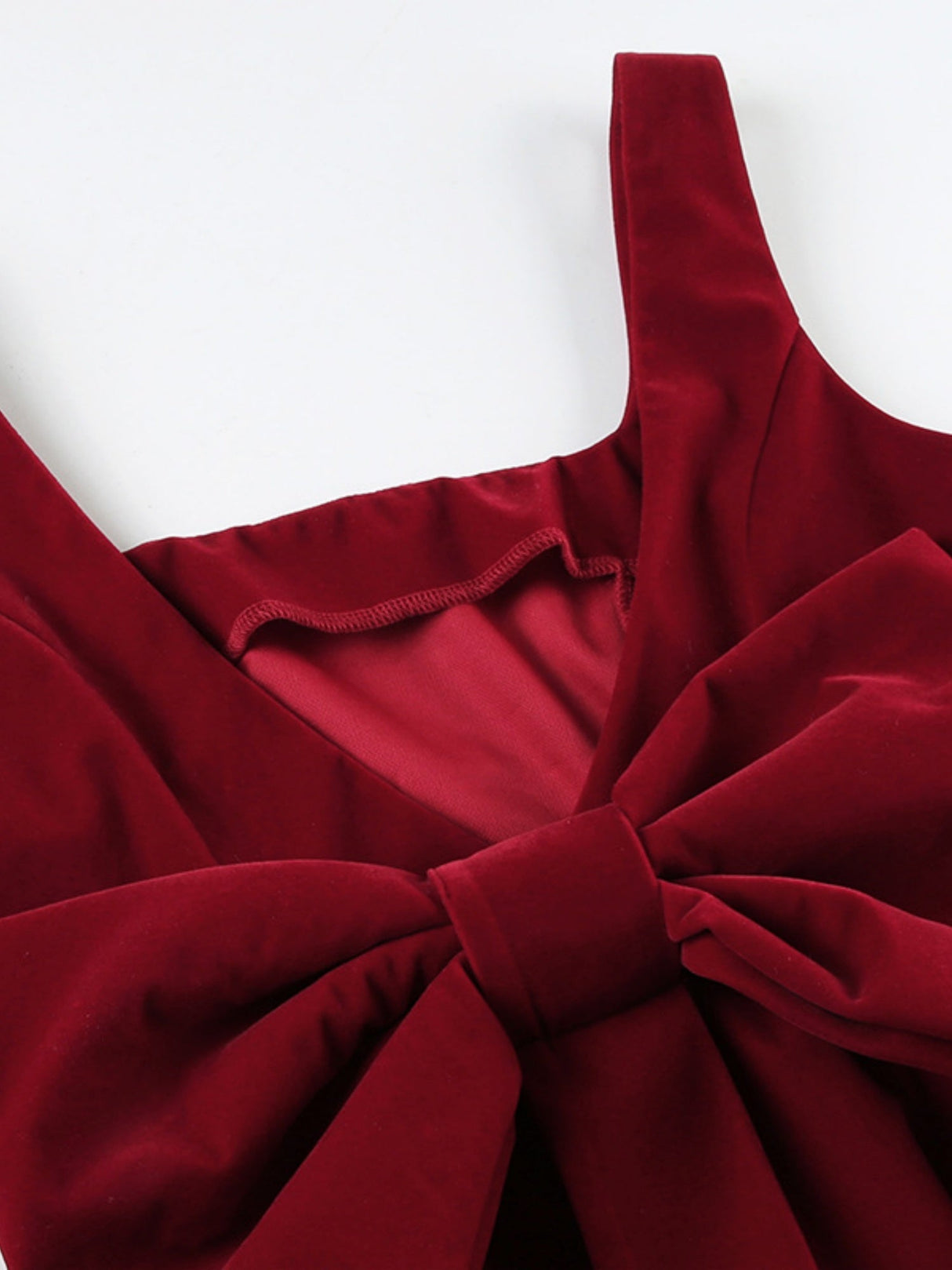Bow Red Velvet Sexy Backless A-line Skirt Mini&Short Dresses