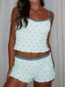 Cherry Print Suspender Shorts Pajama Set