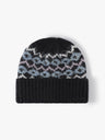 Gestreifte Jacquard-Mütze mit Umschlag, dick gestrickte Wintermütze, mit Thermofleece gefüttert, Einheitsgröße