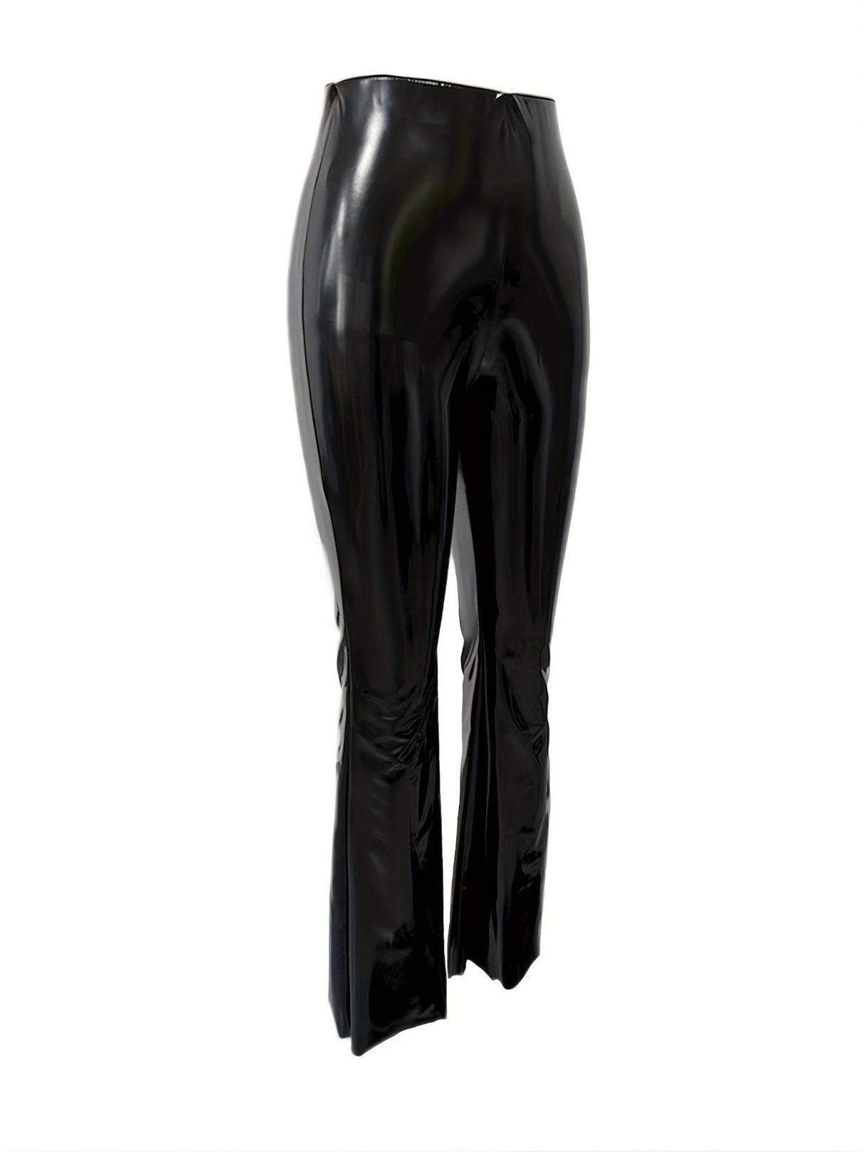 Glossy PU Leather Flared Trousers