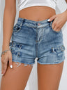 Hole Rough Edges Adjustable Buckle High-waisted And Sexy Denim Shorts