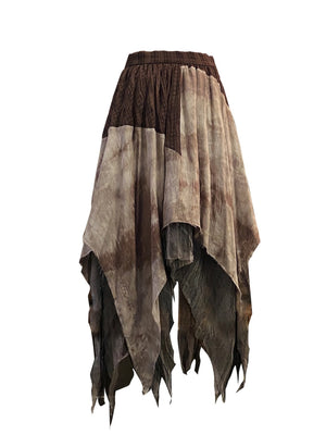 Cut And Spliced Pointed Tulle Skirt