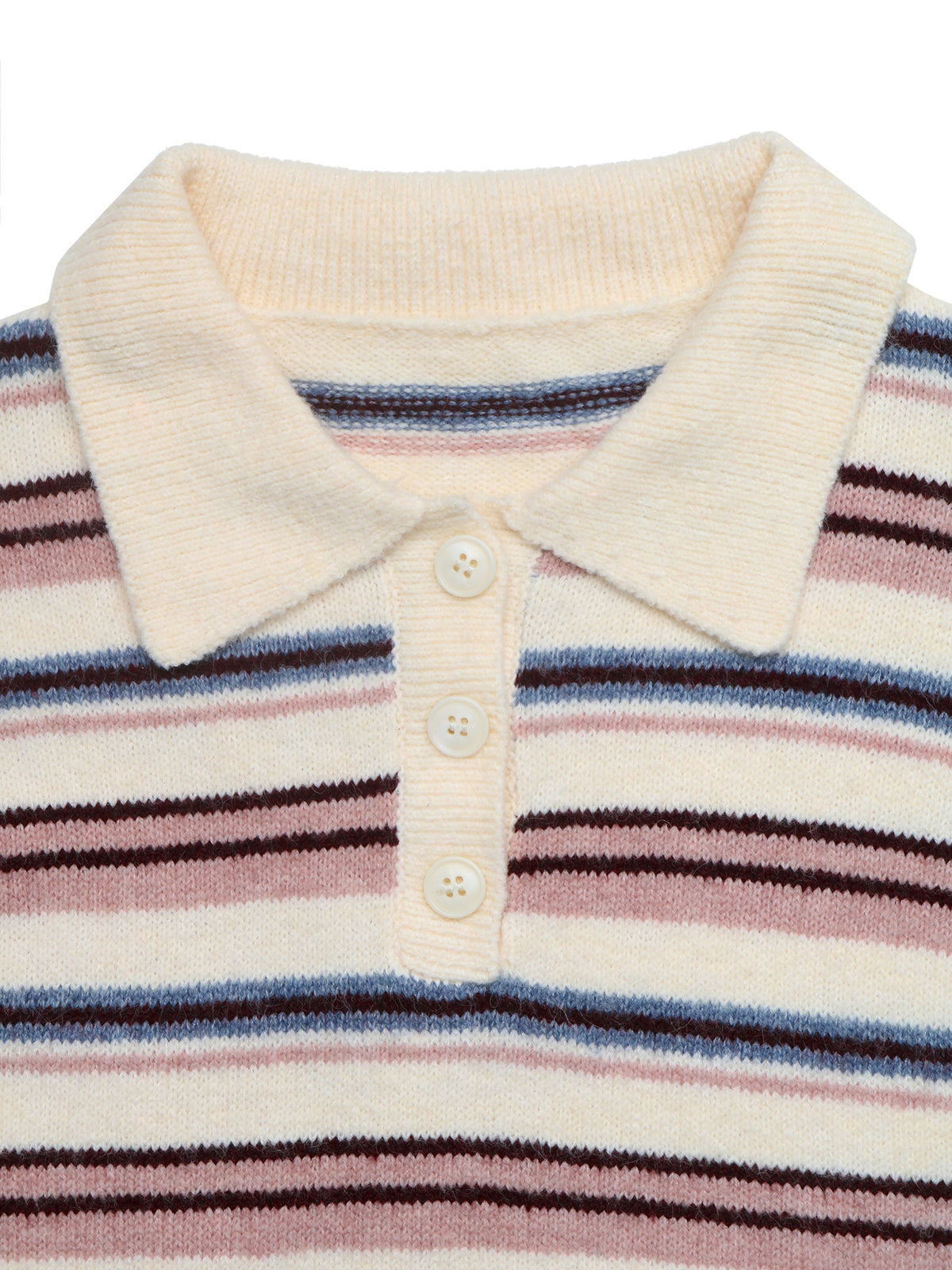 Striped Polo Neck Knit Sweater