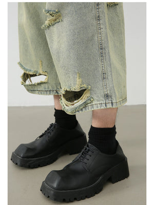 Retro Hole 7 Points Denim Shorts