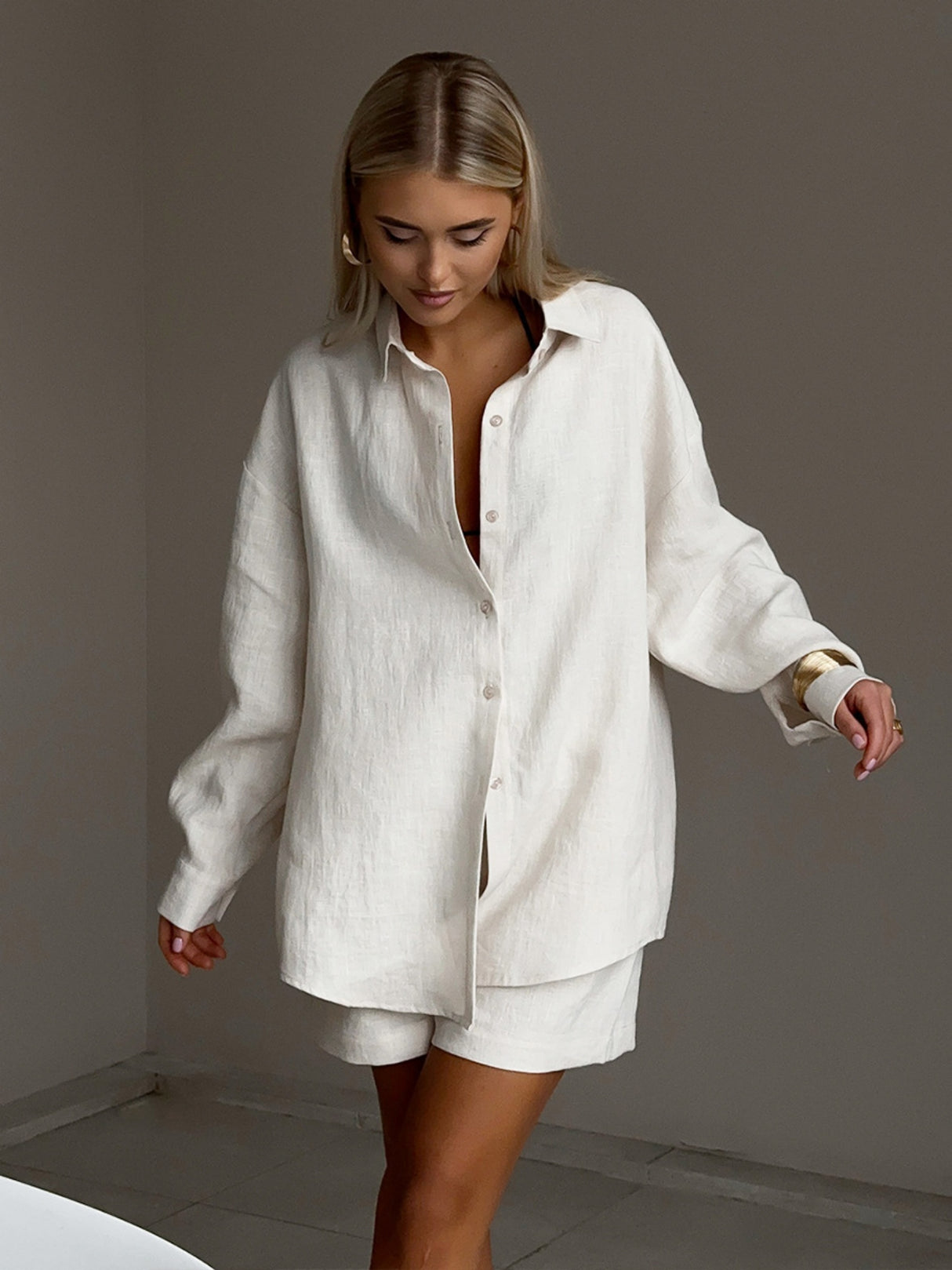 Long-sleeved Cardigan Shorts 2-piece Sets