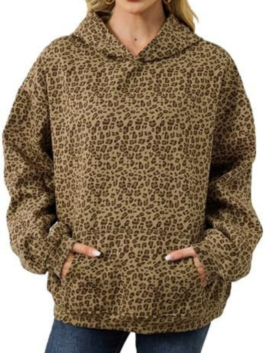 Slip-on Street Style Camouflage Full Print Hooded Jacket Loose Daily Casual Sweatshirt