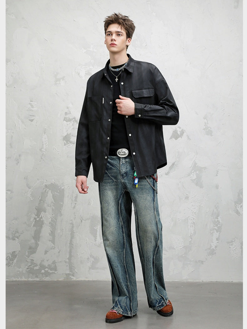 Retro Niche Fashion Loose Lapel Long-sleeved Shirt