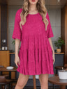 Sequins Pleated Multi-story Crew Neck Short Sleeve Mini&Short Dresses