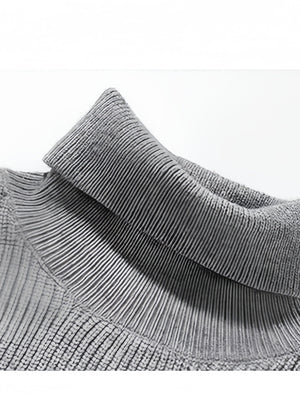 Simplicity Solid Color Loose Long Sleeve Turtleneck Sweater