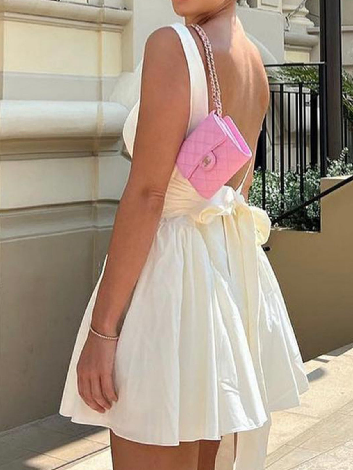 Bow Backless Strappy Mini&Short Dresses