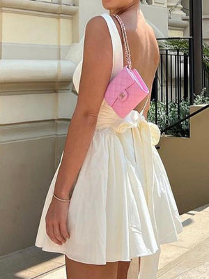 Bow Backless Strappy Mini&Short Dresses