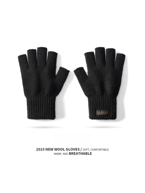 Wollstrick-Halbfingerhandschuhe