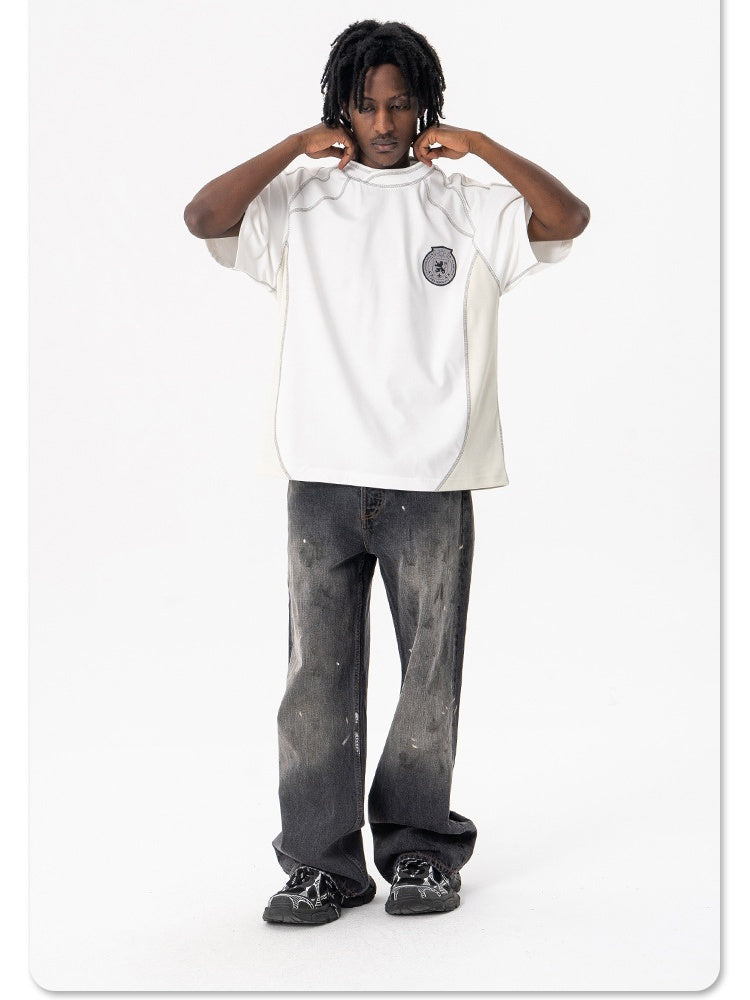 Liber Summer Men's Solid Color Letter T-shirts