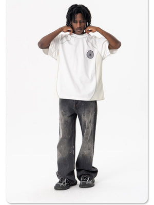 Liber Summer Men's Solid Color Letter T-shirts