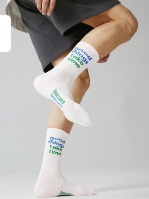 Chaussettes classiques à rayures et lettres, lot de 3