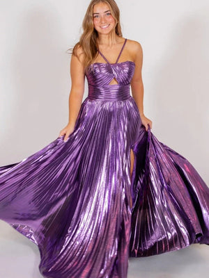 Liber Summer Women's Backless Solid Color Slit long dress