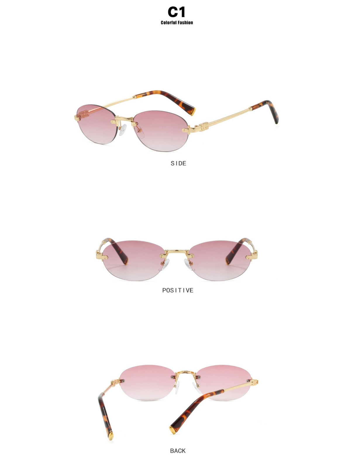 Oval Retro Frameless Sunglasses