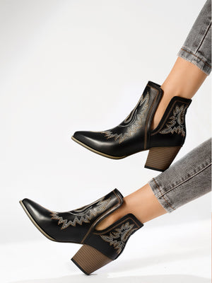 Embroidered Pointed-Toe Western Women's Boots