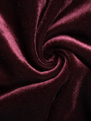 Long-sleeved Square Neckline Burgundy Velvet Slit Formal Dinner Cocktail Party Christmas Midi Dress