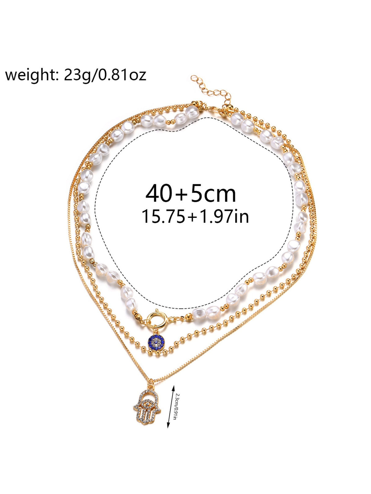 Pearl Necklace With Alloy Diamond Pendant