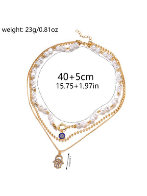 Pearl Necklace With Alloy Diamond Pendant