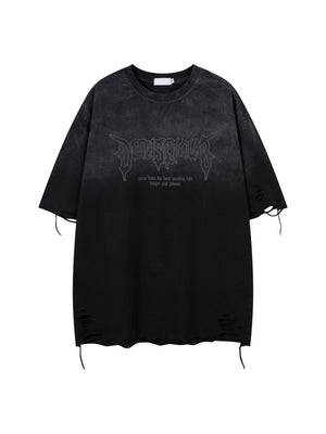 Distressed Washed Oversize Hole T-shirts