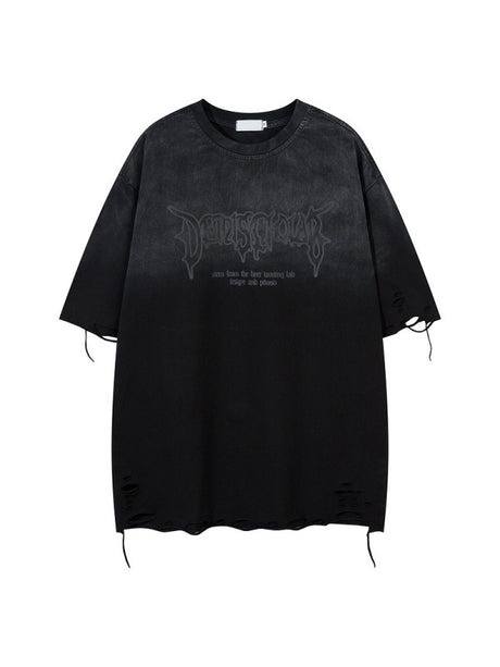 Distressed Washed Oversize Hole T-shirts