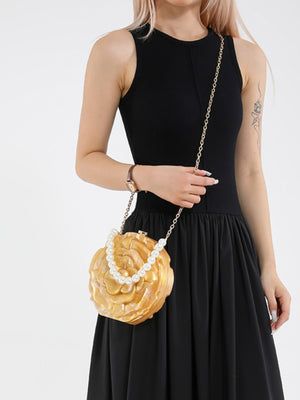 Flower-shaped Round Evening Shoulder Bag