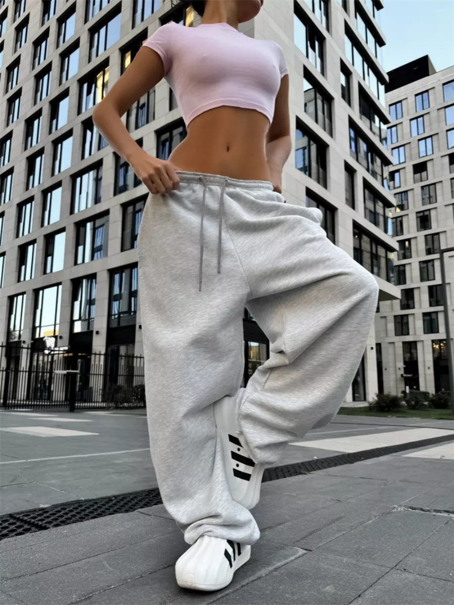 Liber Women's autumn loose lace-up straight pants