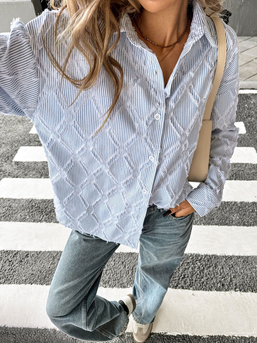 Women's Lace Blue Studded Shirt