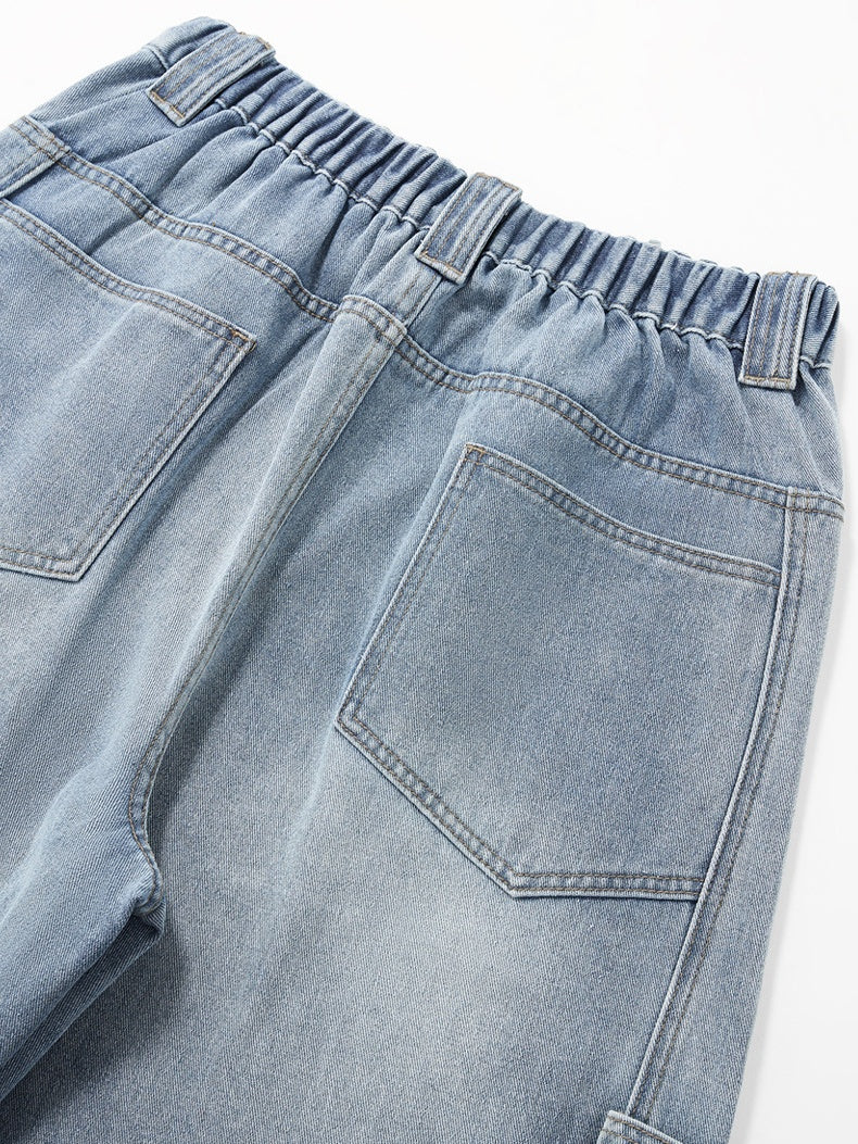 Retro Washing Old Blended Wide-leg Tooling Jeans