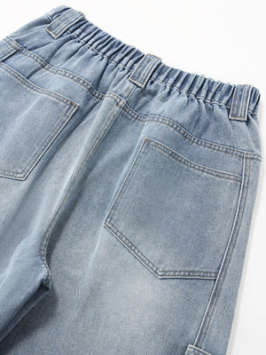 Retro Washing Old Blended Wide-leg Tooling Jeans